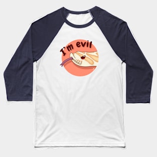 Albino Western Hognose Snake, "I'm evil" Baseball T-Shirt